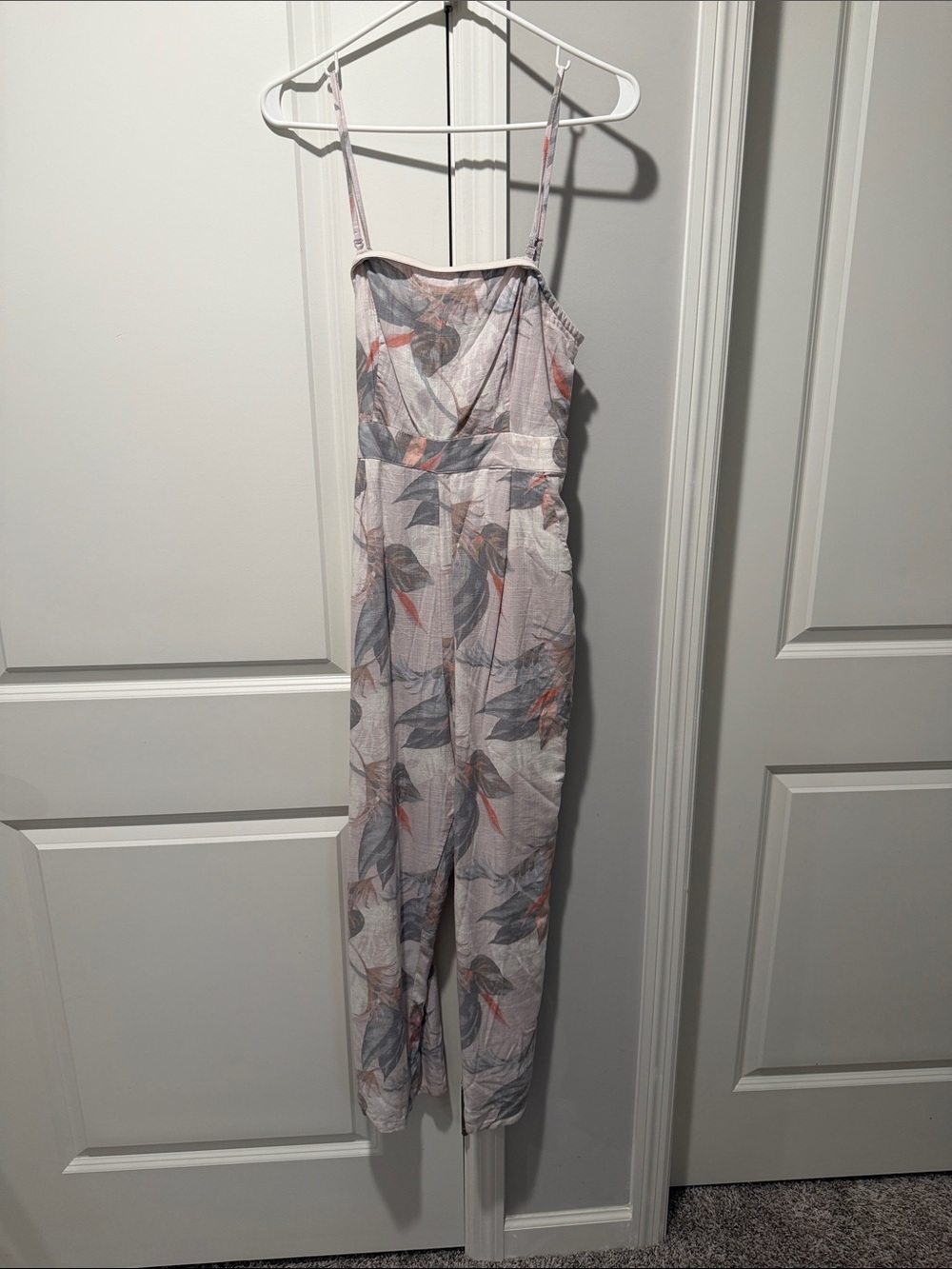 American Eagle Outfitters Pink Floral Print Wide-Leg Jumpsuit